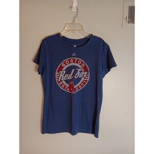 Majestic Womens Boston Red Sox Tee Shirt Top Blue Sz Large